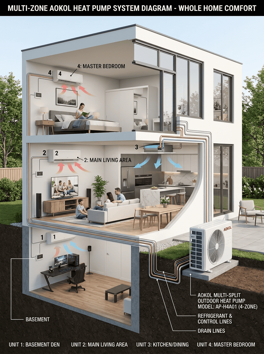 Aokol 36000 Btu Multi Zone Multiple Indoor Units