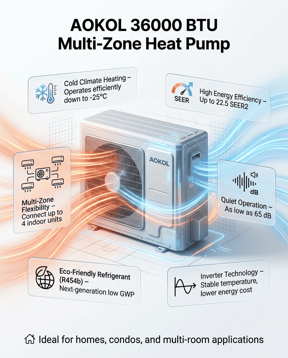Aokol Heat Pump Airflow Cooling Heating Diagram