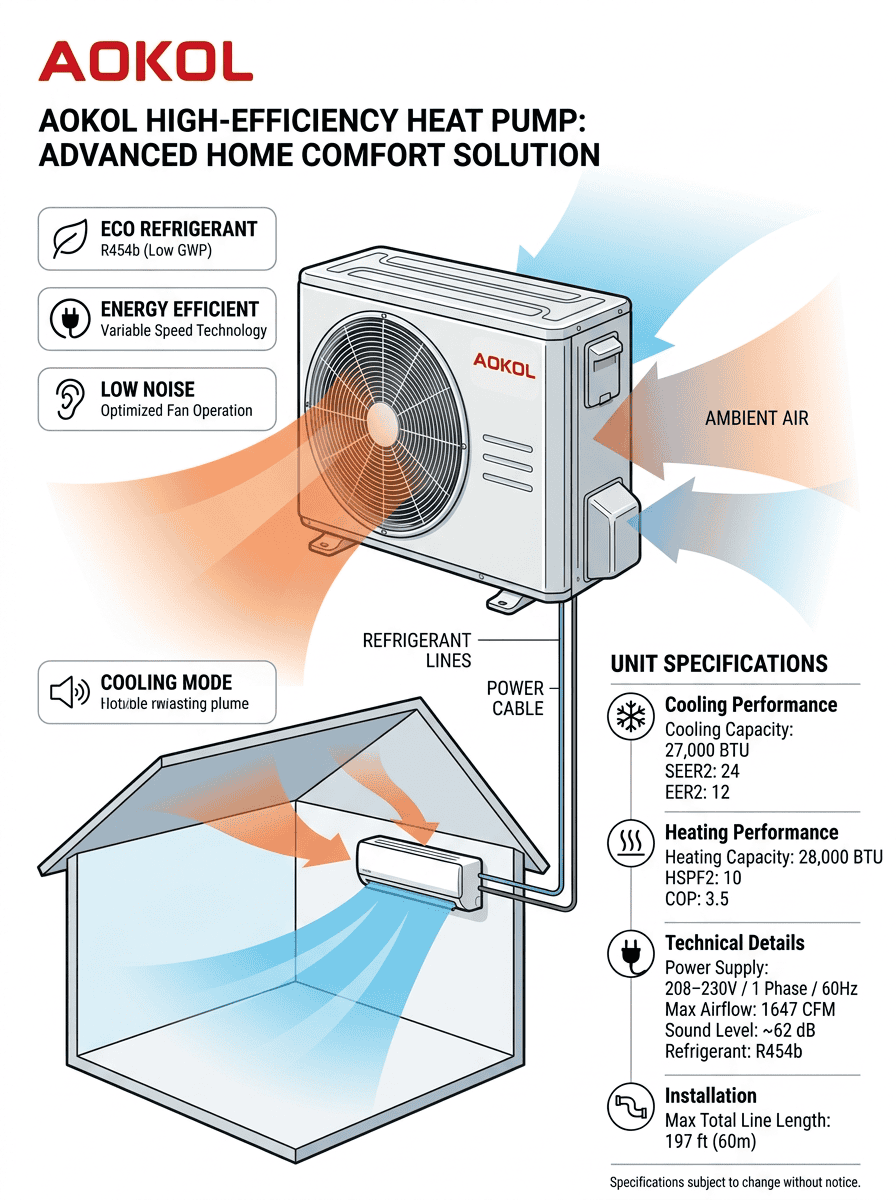 Aokol Heat Pump Airflow Cooling Heating Diagram